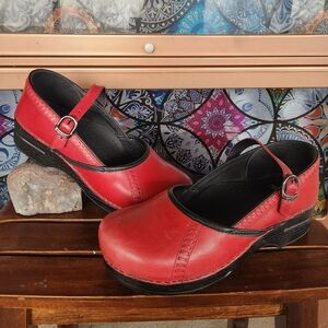 Dansko Professional Red Rouge Leather Sonja Clog Mary Janes Women's Size 41